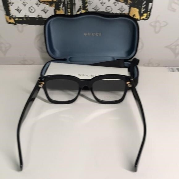 ✨ Luxury New Authentic Gucci GG1138O 001 Black Square Eyeglasses ✨ - Picture 6 of 9